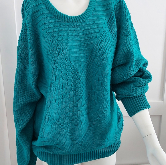 Vintage 90s | sears teal grandpa sweater - Picture 3 of 7